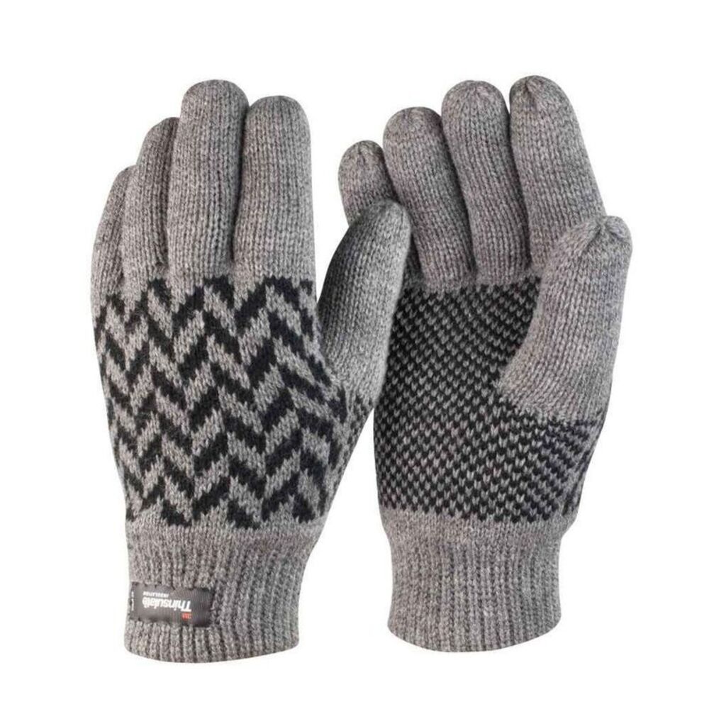 Result Winter Essentials Unisex Adult Thinsulate Patterned Gloves / Gray/Black